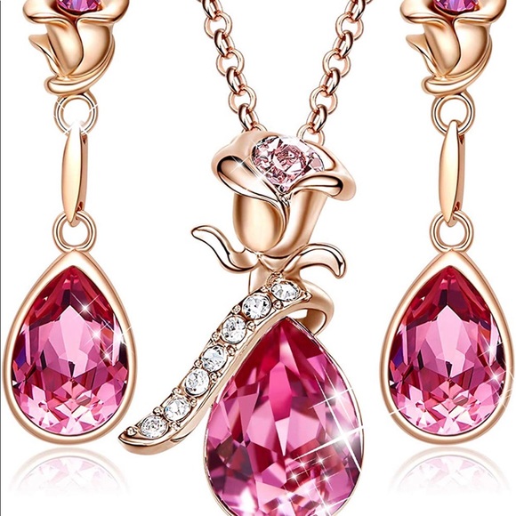Necklace for Women 18K RoseGold Plated Jewelry Set - Picture 1 of 3